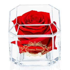 Eternal Petals A 100% Real Rose That Lasts Years, Handmade in London – Gold Solo (Red)