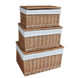 Red Hamper Large Light Steamed Cotton Lined Wicker Storage Basket