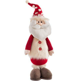 WeRChristmas Standing Christmas Santa Figurine with Wooden Base, Multi-Colour, 46cm