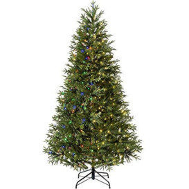 WeRChristmas Pre-lit Mixed Pine Natural Bark Function Christmas Tree, 700 Multi Dual LED Lights, Green, 9 feet/2.7 m