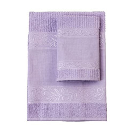 FILET - Guest Towel Set with Aida Insert to Embroider, Made of 100% Cotton Terry Towelling, Soft and Absorbent, Skin-Friendly, 100% Made in Italy, Solid Colour, Lilac