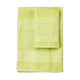 FILET - Guest Towel Set with Aida Insert to Embroider, Made of 100% Cotton Terry Towelling, Soft and Absorbent, Skin-Friendly, 100% Made in Italy, Solid Colour, Green
