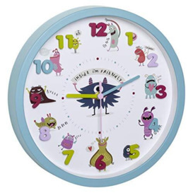 TFA Dostmann Wall Clock for Kids, 60.3051.20, Non Ticking, Easy to Learn The time, Battery Operated, Turquoise, (L) 309 x (B) 44 x (H) 309 mm