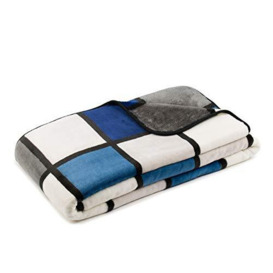 Gözze - Soft Blanket, Cashmere Feel, High Fabric Weight 500 g/m², Antigua, 150 x 200 cm - Blue/Silver/White