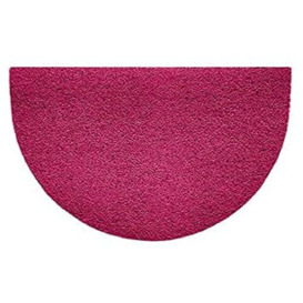 Nicoman Embossed Halfmoon Half Circle Door Mat Dirt-Trapper Jet-Washable Doormat 70x44cm (Pink, PLAIN) - Use Indoor or Sheltered Outdoor