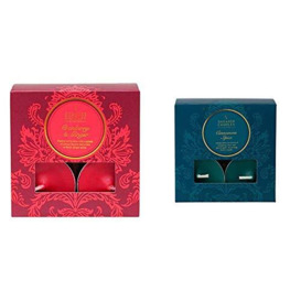 Shearer Candles Cranberry & Ginger Scented Tealights, Red, 8 x 3.8 x 8 cm & Candles Cinnamon Spice (Pack of 8) Scented Tealights-Teal, l x 3.8cm w x 2cm h