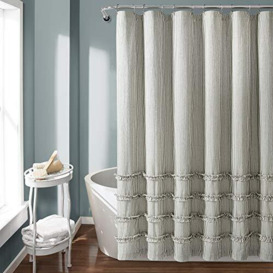 "Lush Decor Vintage Stripe Yarn Dyed Cotton Shower Curtain, 72"" x 72"", Gray"