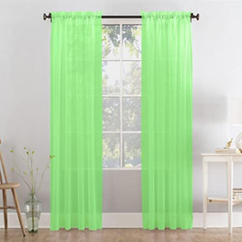 "Megachest a pair of 3+7cm slot top sheer lucy voile curtain with tie backs 31 colors 10 sizes(lime, 56"" wideX90 drop(W142cmXH228.5cm))"