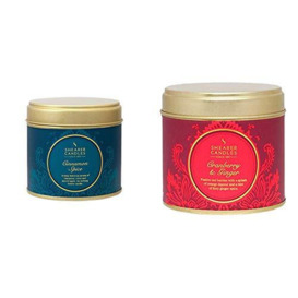 Shearer Candles Cinnamon Spice Large Scented Gold Tin Candle-Teal & Candles Cranberry & Ginger Large Scented Tin Candle, Red, 7.5 x 7.5 x 7.2 cm