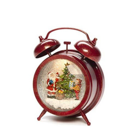 Konstsmide Christmas LED Snow Globe Lantern Alarm Clock with Santa And Child Scene, Water Filled/Indoor (IP20)/Optional Eight Song Music/Battery Operated: 3XAA (Excl.)/Christmas Lantern 1 LED