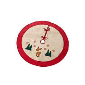 HEITMANN DECO Round Tree Blanket with Reindeer - Christmas Tree Blanket Christmas Tree Cover Protection Against Pine Needles - Christmas - Red/Natural