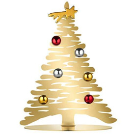 Alessi Bark Bg06/30 Gd-Design Christmas Ornament in Steel Aisi 430, Gold Plated with Magnets in Porcelain, One Size