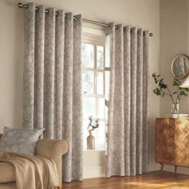Furn Irwin Ringtop Eyelet Curtains (Pair), 168cm x 137cm, Stone