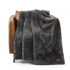 UGG Euphoria Plush Fur - Reversible Throw Blanket, Charcoal
