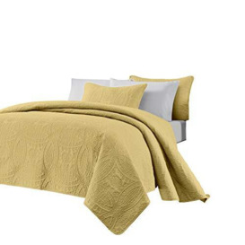 Chezmoi Collection Austin 3-Piece Bedspread Set, Polyester, Yellow, Queen
