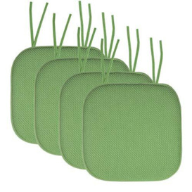 "Sweet Home Collection Non Skid Rubber Back Rounded Square 16"" x 16"" Seat Cover, polyurethane Memory foam, Green, 4 Count (Pack of 1)"