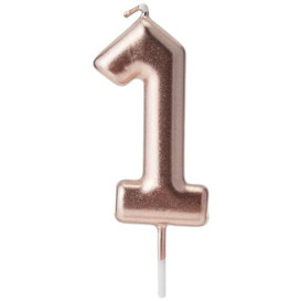 CLUB GREEN Rose Gold Number 1 Candle, 1.5 x 16.5 x 8 cm