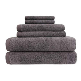 Everplush Flat Loop Quick-Dry, 6 Pc Bath Towels Set, Charcoal