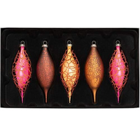 WeRChristmas Glass Baubles, Copper, 5-Piece