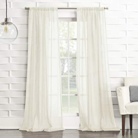 "No. 918 Tayla Crushed Texture Semi-Sheer Rod Pocket Curtain Panel, 50"" x 95"", Cream Off-White"