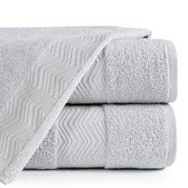 Eurofirany Hand Towel Cotton Silver Zigzag Pattern Metal Stitching Metal Border Set of 6 Oeko-Tex, 50 x 90 cm 6