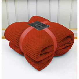 GC GAVENO CAVAILIA Super Soft Popcorn Textured Throws Fleece Blanket Sofa Bed Warm Large Settee (Rust/Orange, King :200Cm x 240Cm), 544616