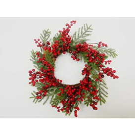 55cm Natural Looking Artificial Green Leaves And Berries Wreath Front Door Hanging Christmas Decorations Xmas Wedding Decorative Garland