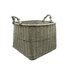 JVL 16-007 Antiques Wash Square Log Basket with Loop Handles, 44 x 44 x 44 cm