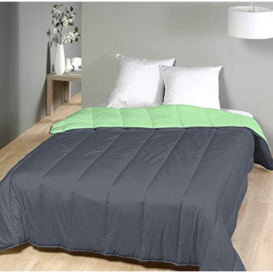 laurentmortreux Two-Tone Duvet - Grey/Green - 140 x 200 - Lightweight - Polyester, 140 x 200 cm