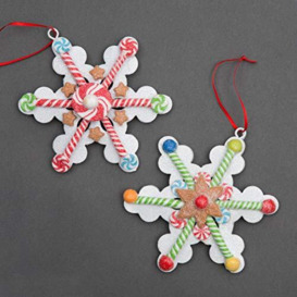 SHATCHI Christmas Tree Hanging Snowflakes Decorated with Candy Lollypop Xmas Tree Wall Home Décor Ornaments 2pcs Set,Multi-colour,12x12cm