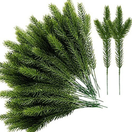 Purple Star 45 Packs Artificial Pine Needles Branches Garland-10.2x2.5 Inch Green Plants Pine Needles,Fake Greenery Pine Picks for DIY Garland Wreath Christmas Embellishing and Home Garden Decoration