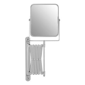 Premier Housewares Extendable Wall Mirror, Bathroom, Shaving, Chrome Iron, Square - Silver