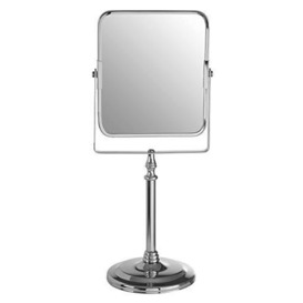 Premier Housewares Vanity Mirror, Bathroom, Makeup, Square, Chrome Iron, Cassini, 36cm - Silver