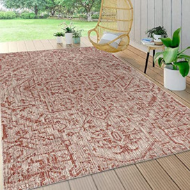 JONATHAN Y SMB105A-8 Estrella Bohemian Medallion Textured Weave Indoor Outdoor Area Rug, Coastal, Traditional, Easy Clean,Bedroom,Kitchen,Backyard,Patio,Non Shed, Red/Taupe, 240 cm X 300 cm