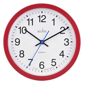 Acctim Bromham Non Ticking Sweep Seconds Hand Wall Clock 20cm Diameter (Red)