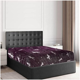 GC GAVENO CAVAILIA Teddy Unicorn Fitted Sheet, Super Soft Single Bedding Set, Warm Fleece Bed Sheet, Purple
