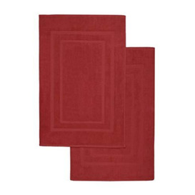 NatureMark Pack of 2 Terry Towelling Bath Mats, 50 x 80 cm, 100% Cotton, Burgundy Red