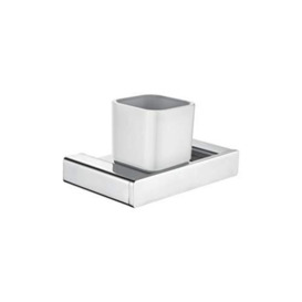 Ibergrif Plinto, Square Toothpaste Tumbler Holder, Wall Mounted Bath Toothbrush Cup Set, Chrome