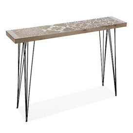 Versa Dallas Console Table, Narrow Hallway table for Hall or Corridor, Sofa Table, Measurements (H x L x W) 80 x 25 x 110 cm, Wood and Metal, Colour White and brown