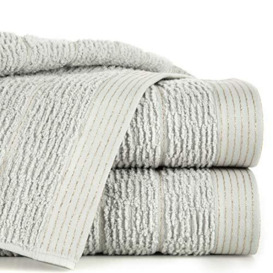 Eurofirany Soft Cotton Towel 50 x 90 cm Stripes Metal Stitching Glitter Border Set of 6 Oeko-Tex, Silver, 50 x 90 cm, 6