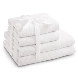 AmeliaHome Set 4pcs 2 Towels 50x100 cm and 2 Bath Towels 70x140 cm 100% Cotton Absorbent White Amari