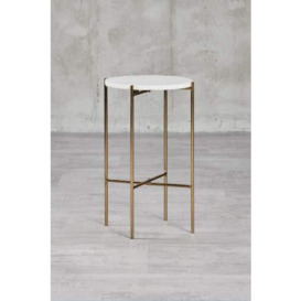 carla&marge Plant Stand Marble 29.5 x 50 cm Assembled Robust Elegant, Gold, White, 29,5 x 50 cm