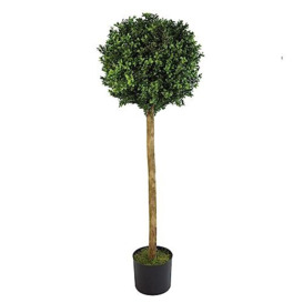 Leaf Design UK Artificial Realistic Bay Laurel Topiary Ball Tree, Boxwood, 120cm