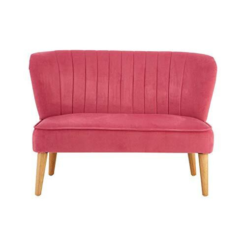 Premier Housewares Mia Kids Sofa, Children's Furniture, Polyester Velvet, Soft Pink, 2 Seat