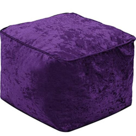 iStyle Mode Crush Velvet Square Shape Bean Bags Indoor Seating Footstools Foot Rest Stool Pouffe Ottoman 40x40x40cm (Purple)