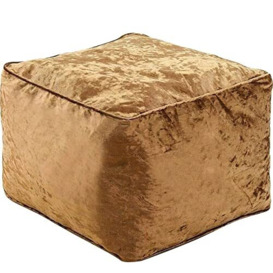 iStyle Mode Crush Velvet Square Shape Bean Bags Indoor Seating Footstools Foot Rest Stool Pouffe Ottoman 40 x 40 x 30cm Brown