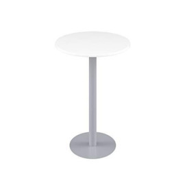 Office Hippo Circular Bar Table, Sturdy & Robust High Office Table, Stylish Work Table For Home Office, Ideal For Reception Area & Breakout Room, High Table Desk, 5 Year Guarantee - White / Silver