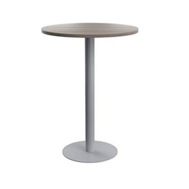 Office Hippo Circular Bar Table, Sturdy & Robust High Office Table, Stylish Work Table For Home Office, Ideal For Reception Area & Breakout Room, High Table Desk, 5 Year Guarantee - Grey Oak / Silver