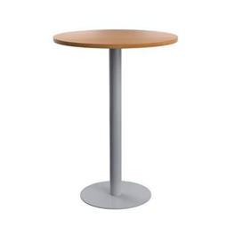 Office Hippo Circular Bar Table, Sturdy & Robust High Office Table, Stylish Work Table For Home Office, Ideal For Reception Area & Breakout Room, High Table Desk, 5 Year Guarantee - Oak / Silver
