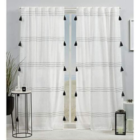 "Exclusive Home Demi Light Filtering Hidden Tab Top Curtain Panel Pair, 54""x84"", Black, Set of 2"